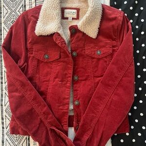 I Love H81 Red Corduroy Jacket with Sherpa Lining